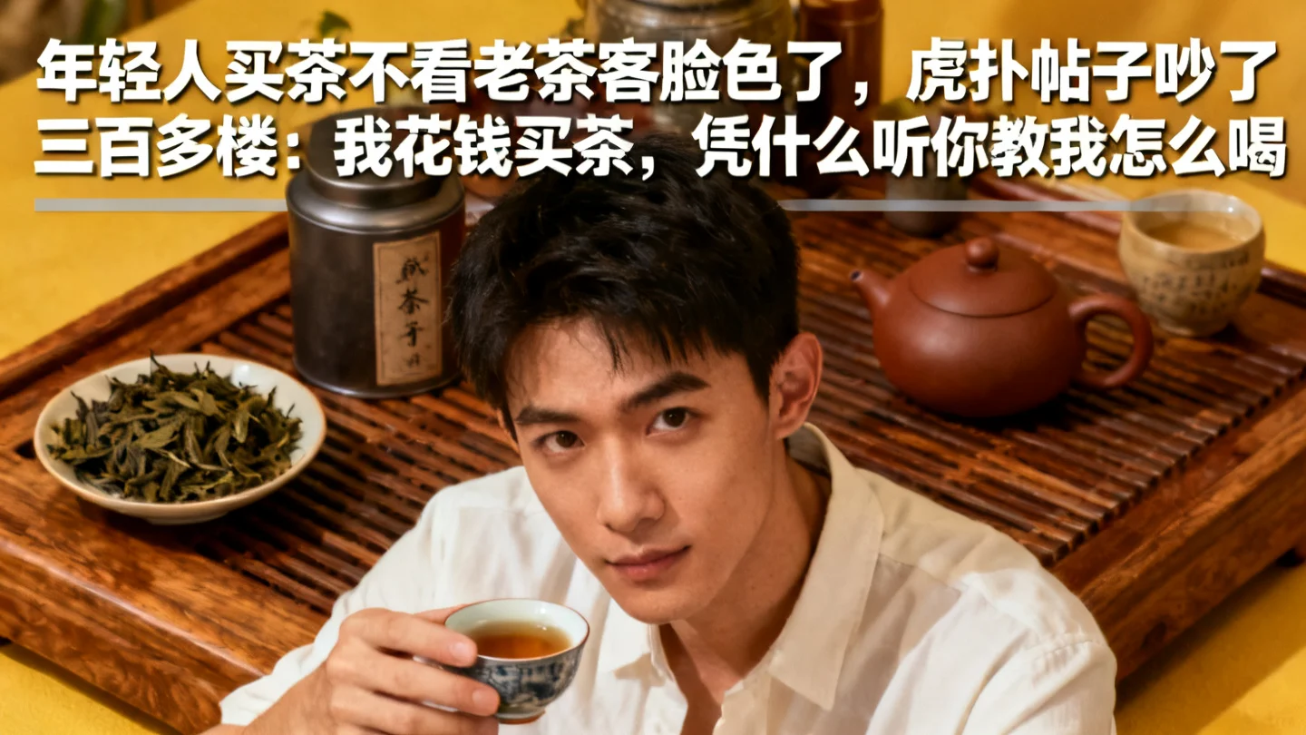 年轻人买茶不看老茶客脸色了，虎扑那帖子里吵了三百多楼，核心就一句话：我花钱买茶，凭什么听你教我怎么喝。